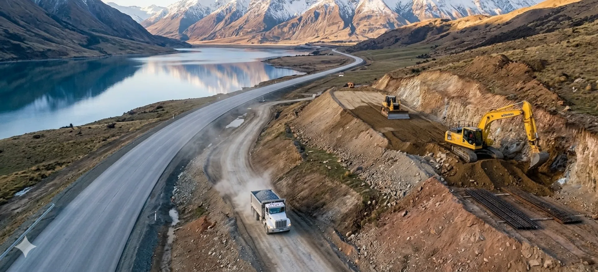 Vista aérea de una obra de construcción con dron